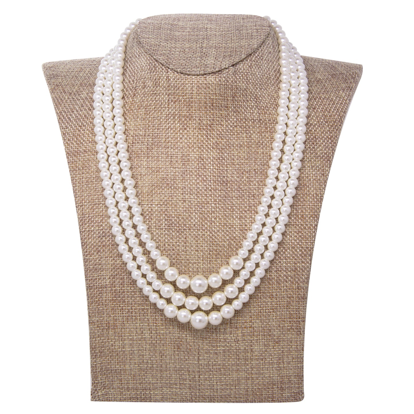 1928 Jewelry Classic 3 Strand Faux Pearl Necklace 16" + 3" Extender