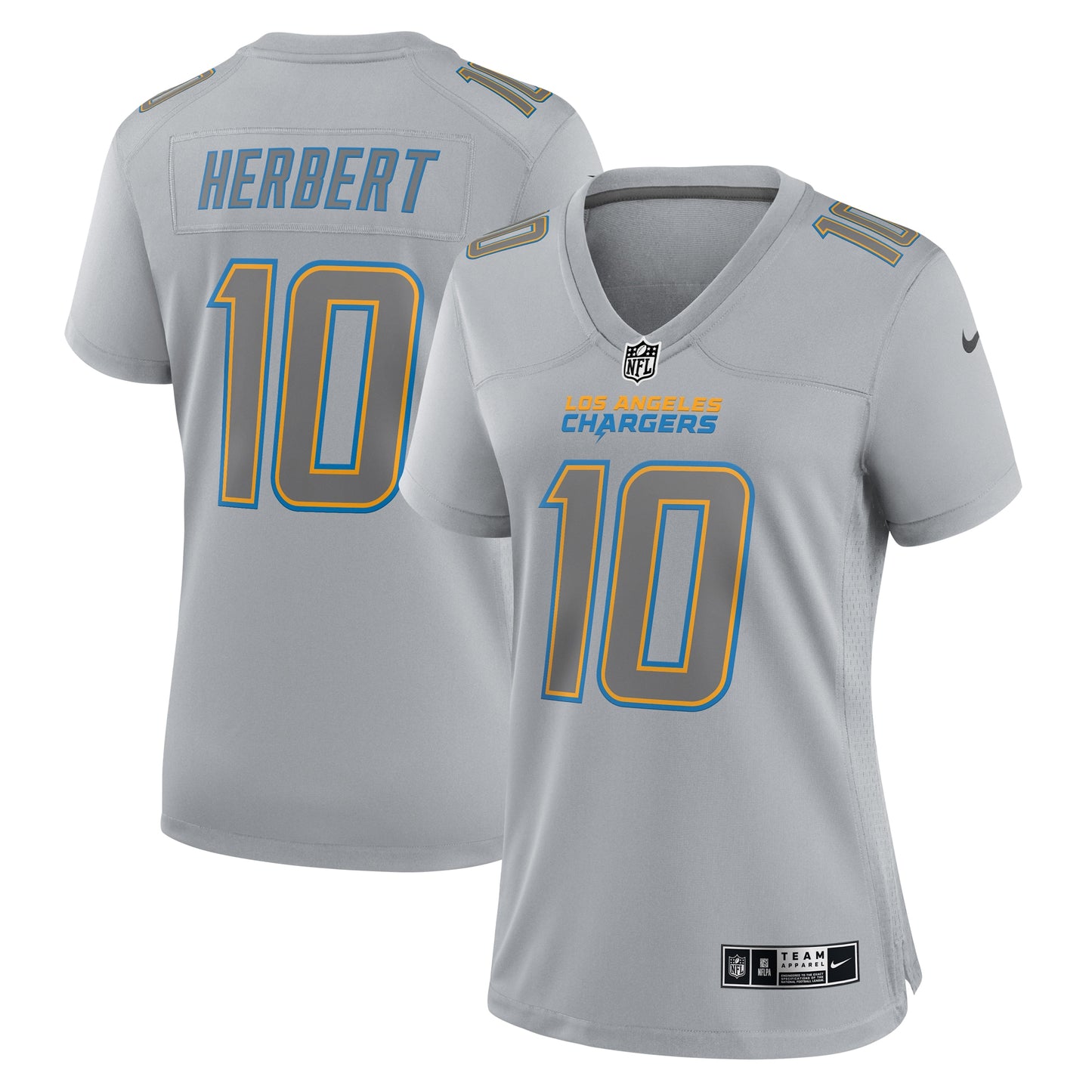 Justin Herbert Los Angeles Chargers Nike Women's Atmosphere Fashion Game Jersey - Gray
