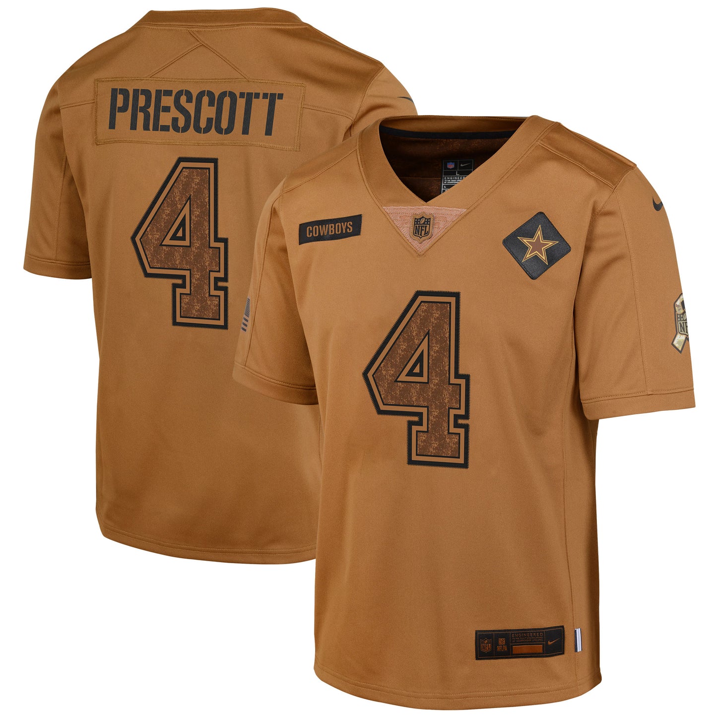 Dak Prescott Dallas Cowboys Nike Youth 2023 Salute To Service Limited Jersey - Brown